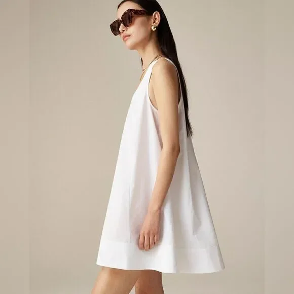 NWT J CREW Scoopneck shift dress in cotton poplin in white - Picture 3 of 8